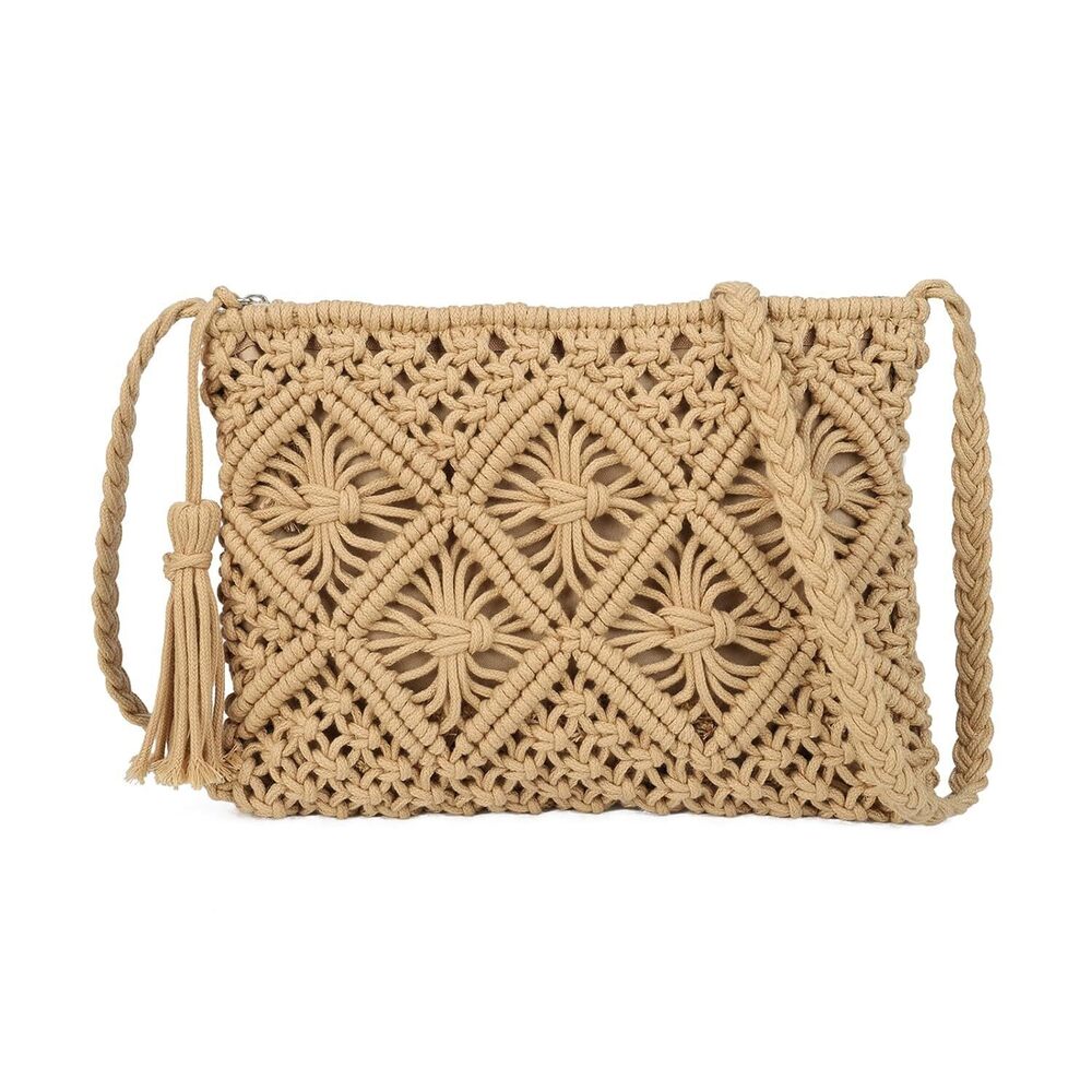 Woven Crossbody Bag for Women Khaki Boho Shoulder Purse